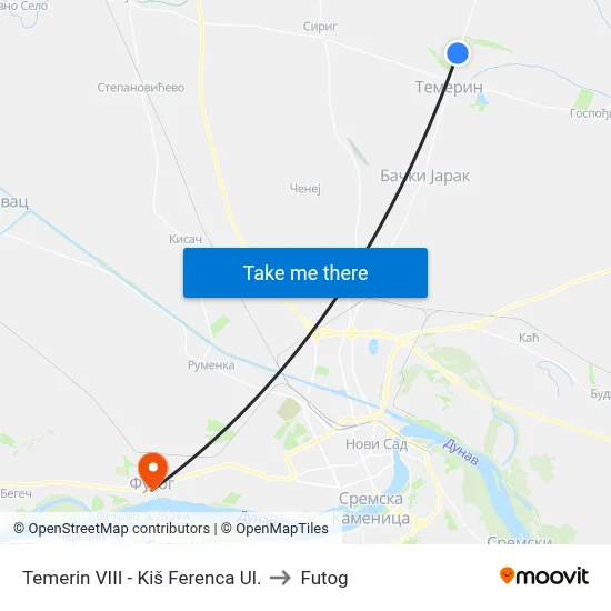 Temerin VIII - Kis Ferenc Street to Futog map
