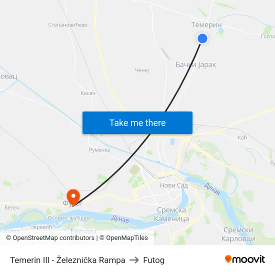 Temerin III - Železnička Rampa to Futog map