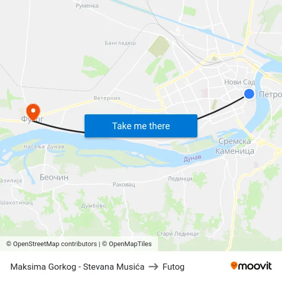 Maksima Gorkog - Stevana Musića to Futog map