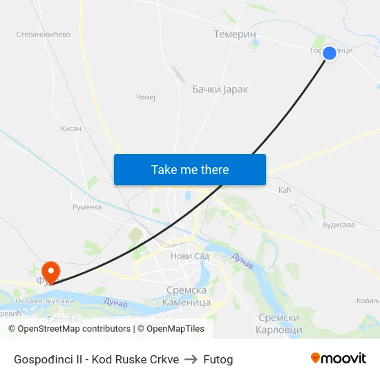 Gospođinci II - Kod Ruske Crkve to Futog map