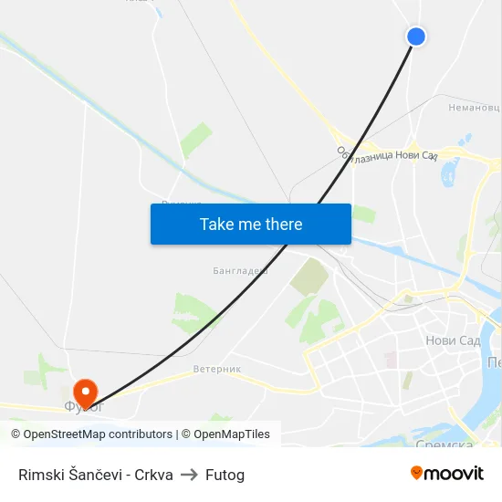 Rimski Šančevi - Crkva to Futog map