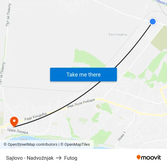 Sajlovo - Nadvožnjak to Futog map