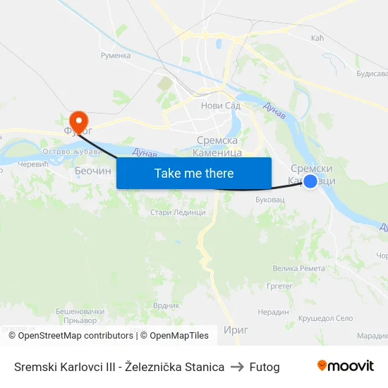 Sremski Karlovci III - Železnička Stanica to Futog map