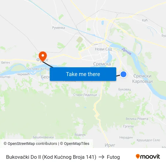Bukovački Do II (Kod Kućnog Broja 141) to Futog map