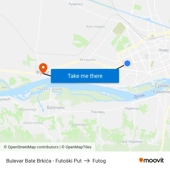 Bulevar Bate Brkića - Futoški Put to Futog map