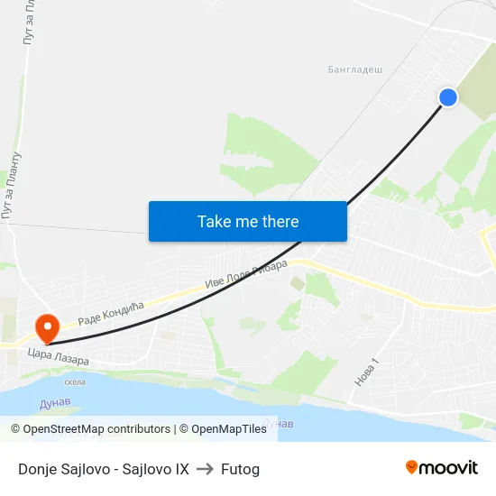 Donje Sajlovo - Sajlovo IX to Futog map
