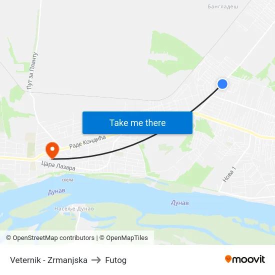 Veternik - Zrmanjska to Futog map