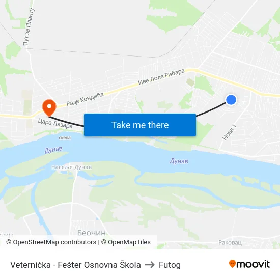 Veternička - Fešter Osnovna Škola to Futog map