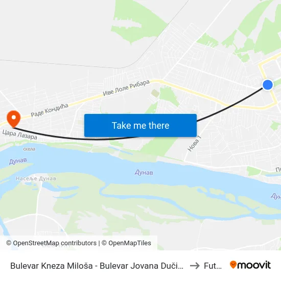 Bulevar Kneza Miloša - Bulevar Jovana Dučića to Futog map