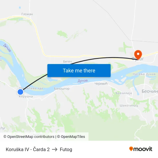 Koruška IV - Čarda 2 to Futog map