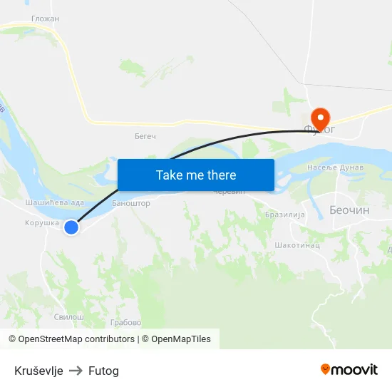 Kruševlje to Futog map