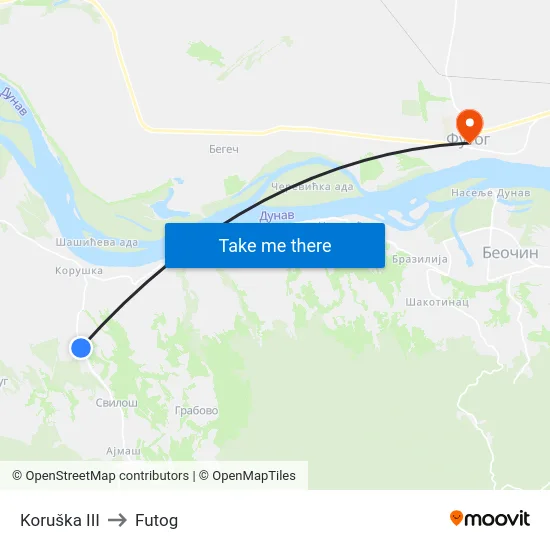 Koruška III to Futog map