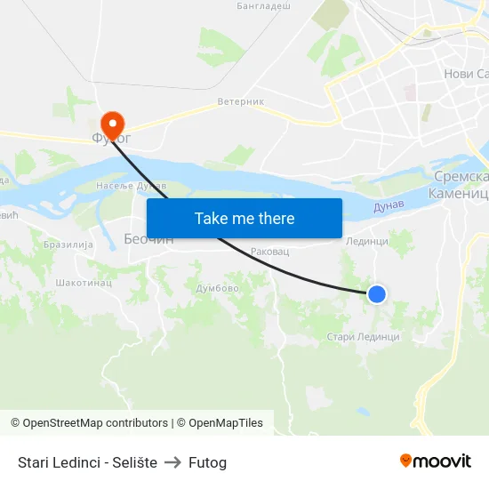 Stari Ledinci - Selište to Futog map