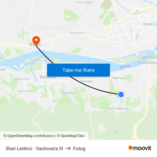 Stari Ledinci - Savlovača III to Futog map
