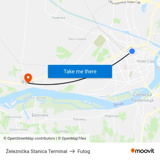 Železnička Stanica Terminal to Futog map