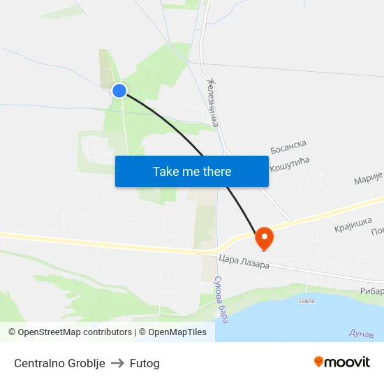 Centralno Groblje to Futog map
