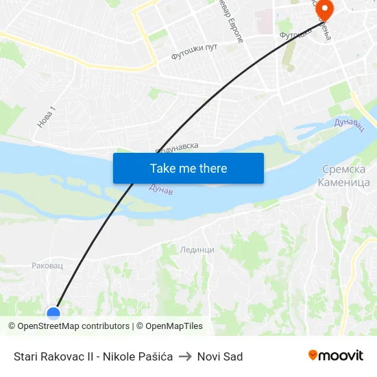 Stari Rakovac II - Nikole Pašića to Novi Sad map