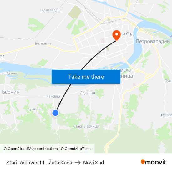 Stari Rakovac III - Žuta Kuća to Novi Sad map