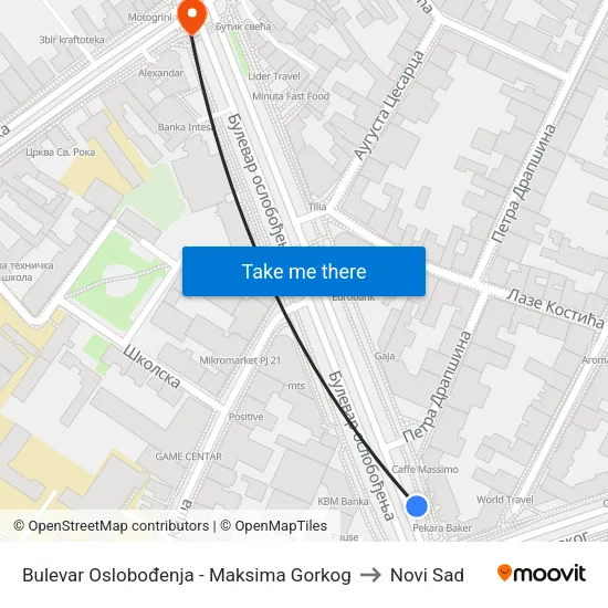 Bulevar Oslobođenja - Maksima Gorkog to Novi Sad map
