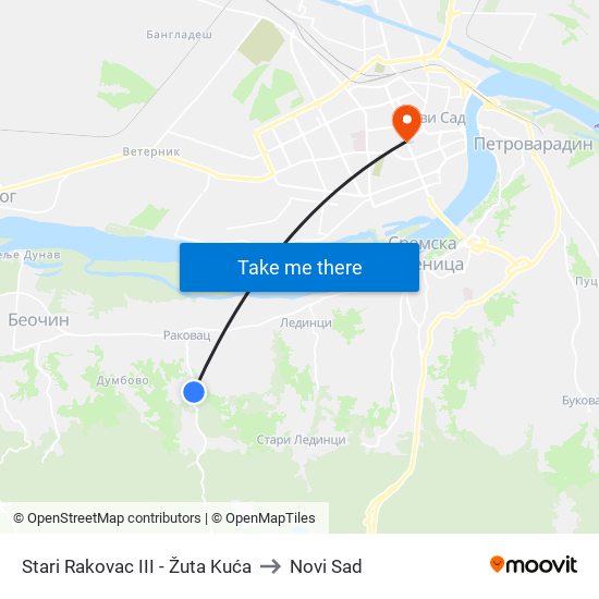 Stari Rakovac III - Žuta Kuća to Novi Sad map