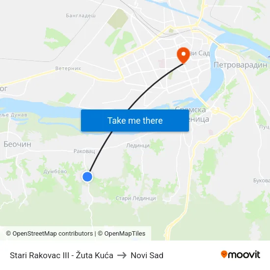 Stari Rakovac III - Žuta Kuća to Novi Sad map