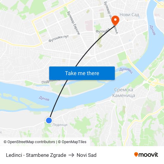 Ledinci - Stambene Zgrade to Novi Sad map