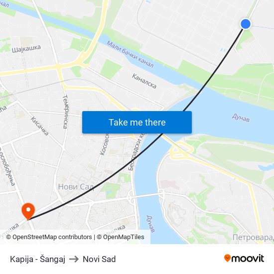 Kapija - Šangaj to Novi Sad map