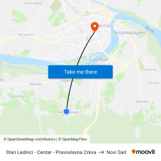 Stari Ledinci - Centar - Pravoslavna Crkva to Novi Sad map