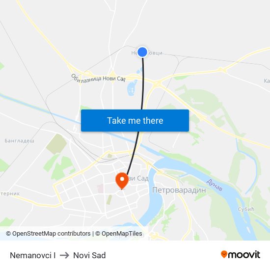 Nemanovci I to Novi Sad map