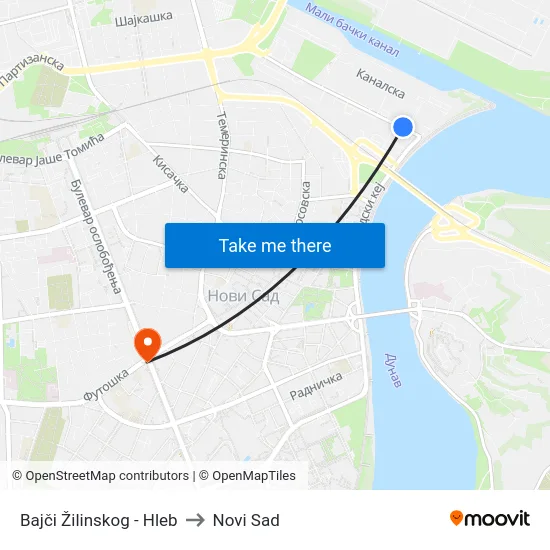 Bajči Žilinskog - Hleb to Novi Sad map