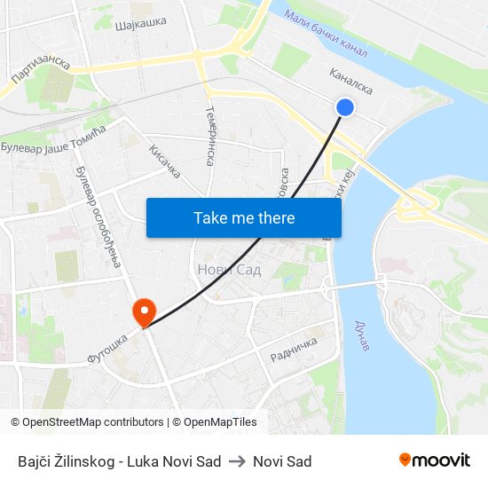 Bajči Žilinskog - Luka Novi Sad to Novi Sad map