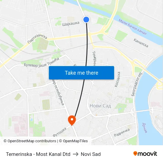 Temerinska - Most Kanal Dtd to Novi Sad map