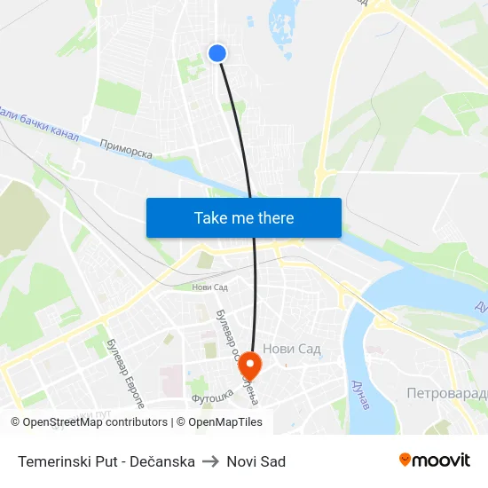 Temerinski Put - Dečanska to Novi Sad map