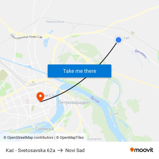 Kać - Svetosavska 62a to Novi Sad map