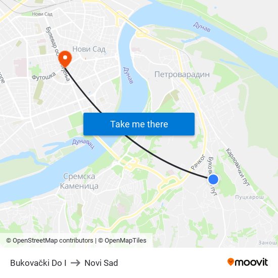 Bukovački Do I to Novi Sad map