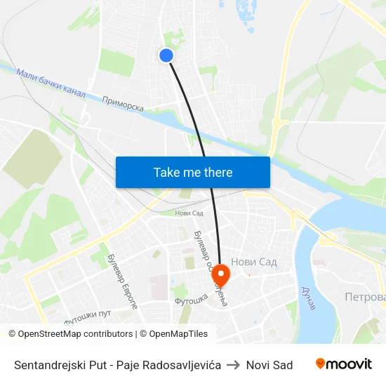 Sentandrejski Put - Paje Radosavljevića to Novi Sad map