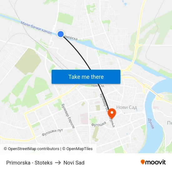 Primorska - Stoteks to Novi Sad map