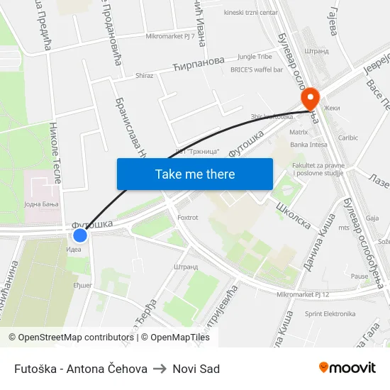 Futoška - Antona Čehova to Novi Sad map