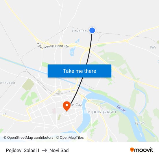 Pejićevi Salaši I to Novi Sad map