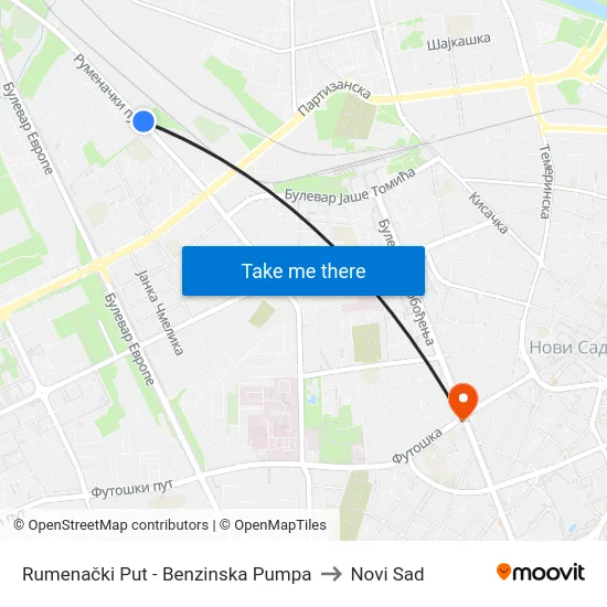 Rumenački Put - Benzinska Pumpa to Novi Sad map