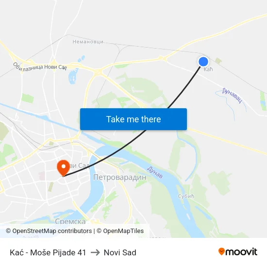 Kać - Moše Pijade 41 to Novi Sad map
