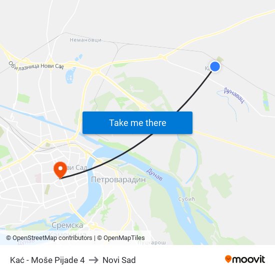 Kać - Moše Pijade 4 to Novi Sad map