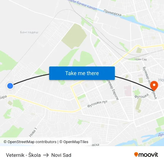 Veternik - Škola to Novi Sad map