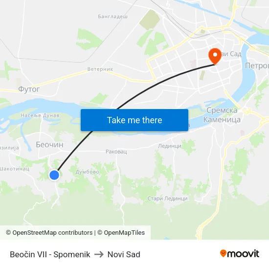 Beočin VII - Spomenik to Novi Sad map