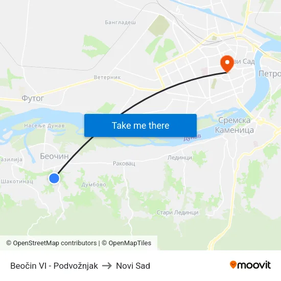 Beočin VI - Podvožnjak to Novi Sad map