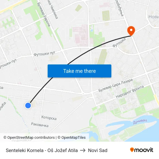 Senteleki Kornela - Oš Jožef Atila to Novi Sad map