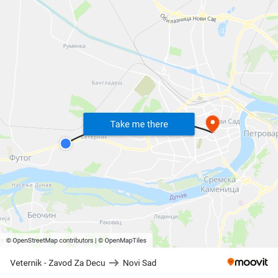 Veternik - Zavod Za Decu to Novi Sad map
