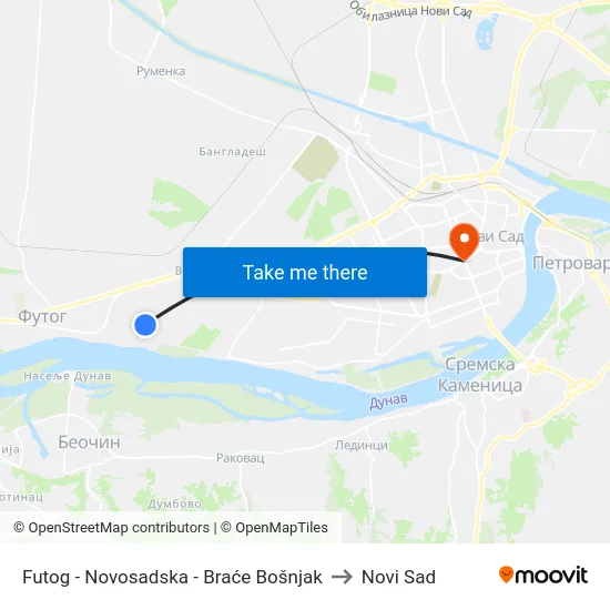 Futog - Novosadska - Braće Bošnjak to Novi Sad map