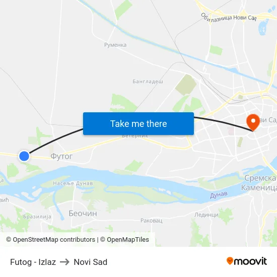 Futog - Izlaz to Novi Sad map
