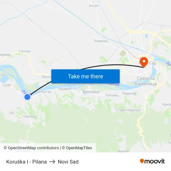 Koruška I - Pilana to Novi Sad map